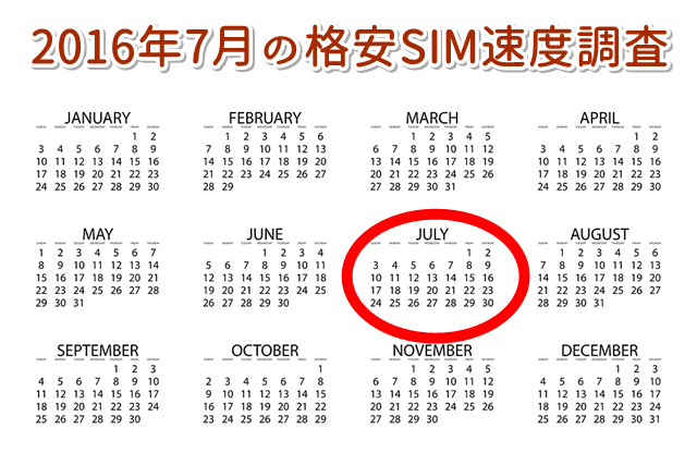 格安SIM速度比較2016年7月（日経トレンディ調べ）